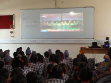 Students watching Live Broadcast of the launching of Fit India Movement by Hon'ble Prime Minister